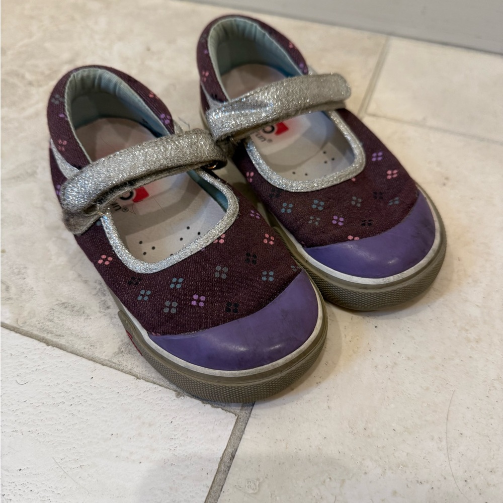 See Kai run Maryjane’s Purple and Silver Kids Shoes